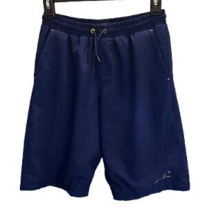 🏖️ Eddie Bauer Kids Swim Shorts Navy Blue With Neon Green Accents Size L 14/16